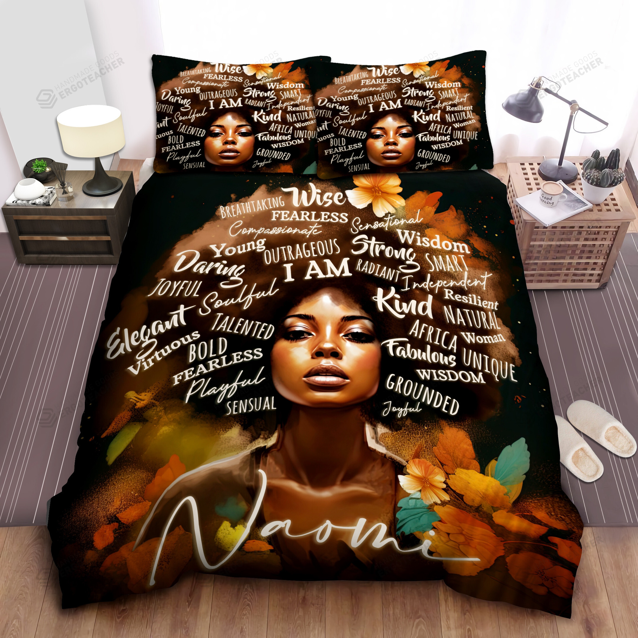 Personalized Beautiful Melanin Afro Black Girl Duvet Cover Bedding Set