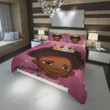 Personalized Black Baby Girl Wearing Crown Duvet Cover Bedding Set