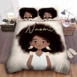 Personalized Black Little Girl In White Dress And Curly Hair Duvet Cover Bedding Sets