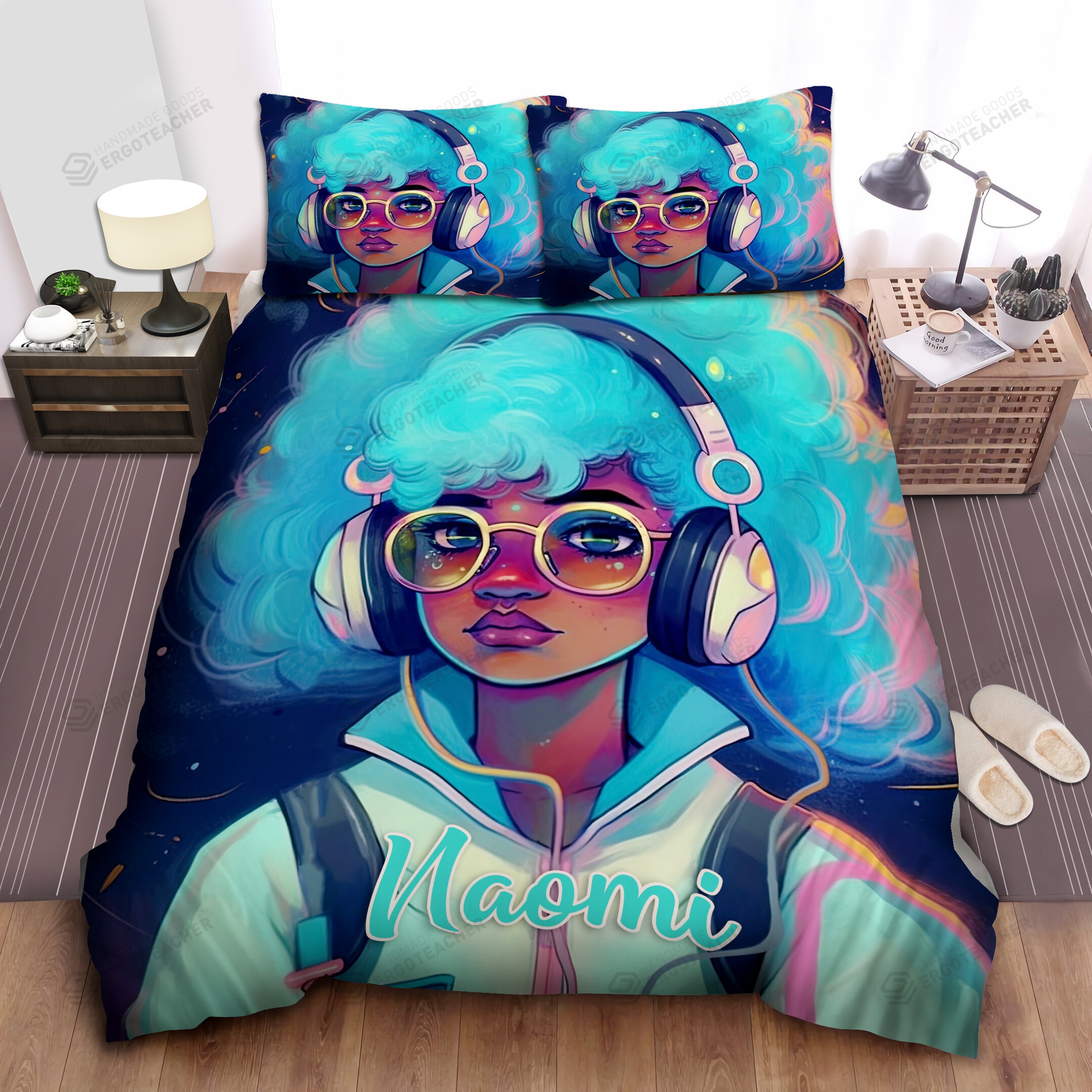 Personalized Music Black Girl Afican American Woman Duvet Cover Bedding Sets