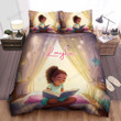 Personalized Little Black Girl Is Reading Book Space Black Girl Duvet Cover Bedding Set