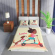 Personalized Little Melanin Queen Black Girl Playing With Dog Duvet Cover Bedding Set