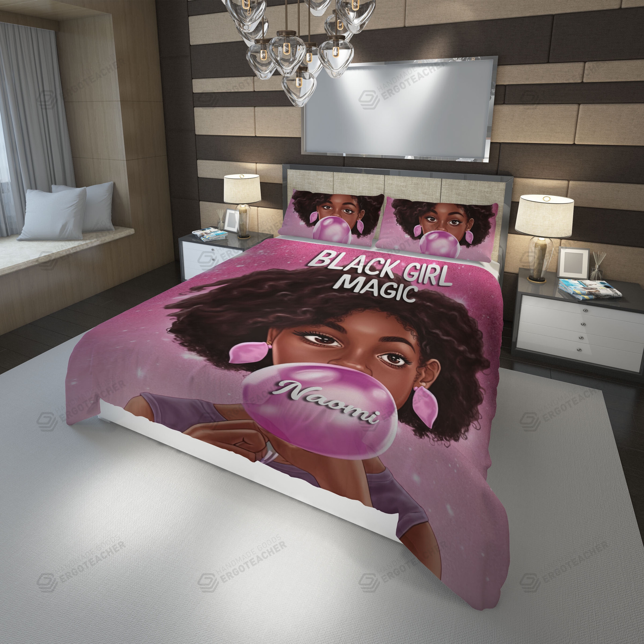 Personalized Black Magic Girl Bubble Gum Duvet Cover Bedding Sets