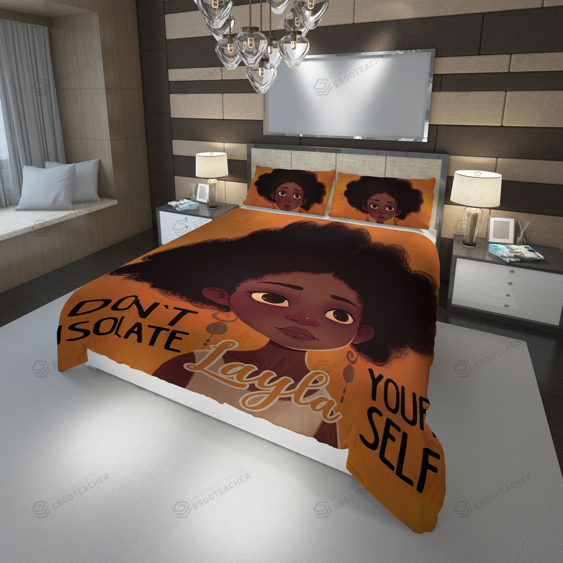 Personalized Black Girl Quote Don't Isolate Yourself Duvet Cover Bedding Set