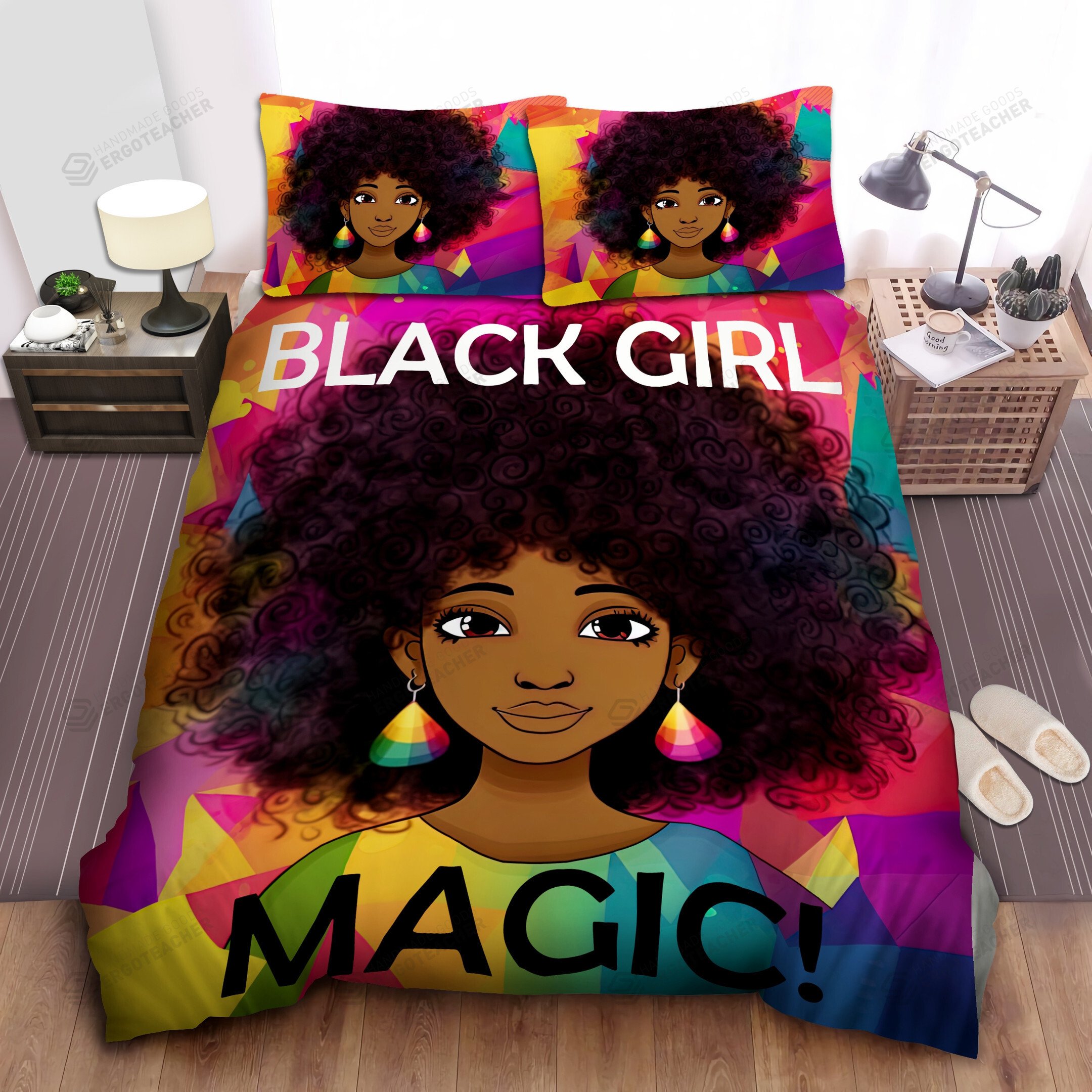 Personalized Colorful Black Girl Magic Duvet Cover Bedding Sets
