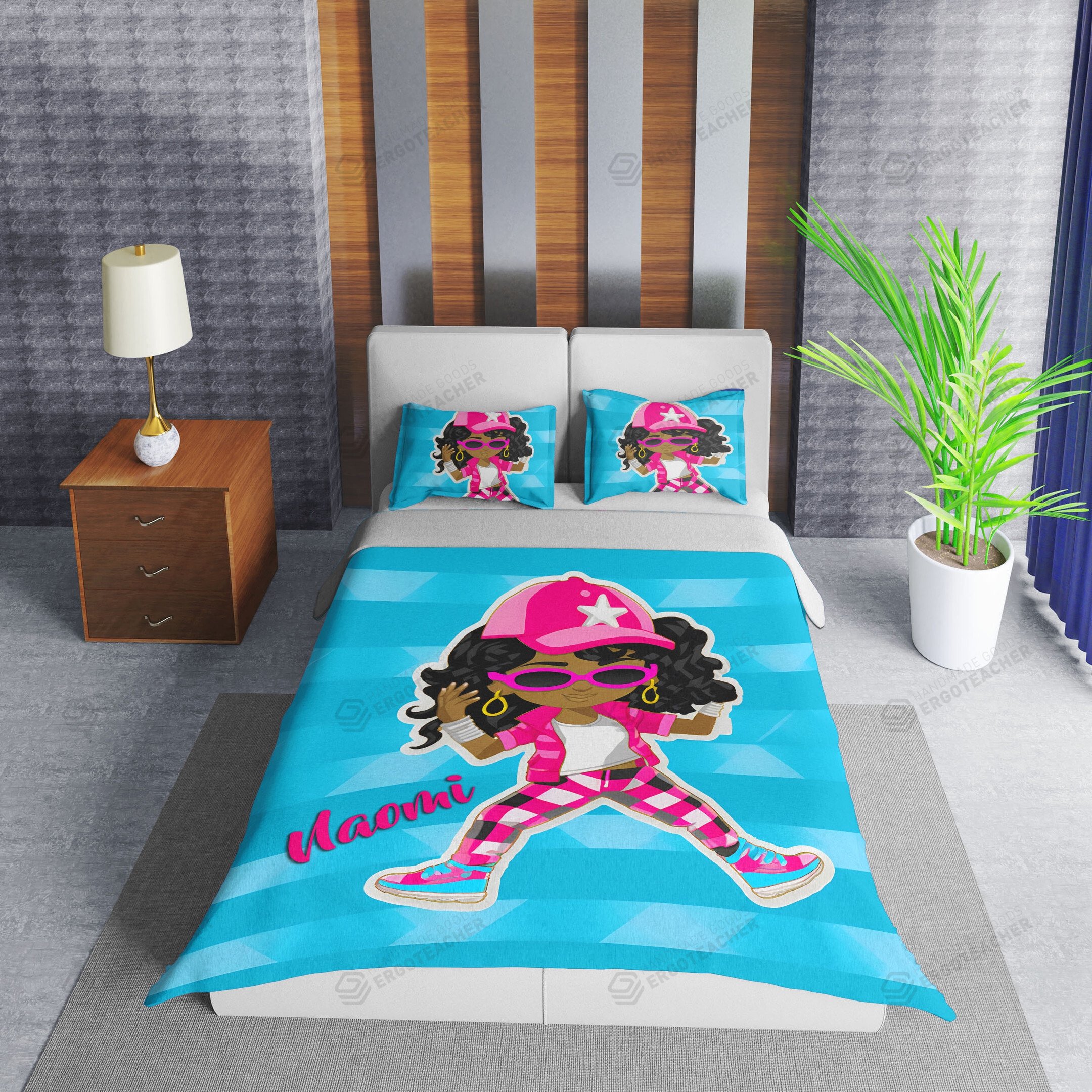 Personalized Hiphop Black Girl Duvet Cover Bedding Set