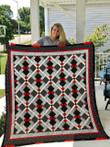 Red Black And White Pattern Diamond Quilt Bedding Blanket