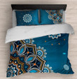 Blue Mandala Bohemian Moroccan Bed Sheets Spread Duvet Cover Bedding Set
