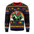 LGBT Flag Christmas Santa Clause And Dinosaur Ugly Christmas Sweater, All Over Print Sweatshirt