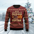 Never Underestimate An Old Man With A Guitar Christmas Wool Ugly Sweater