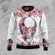 Skull Flower Ugly Christmas Sweater, All Over Print Sweatshirt
