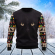 Black Cat Cute Face Ugly Christmas Sweater, Black Cat Cute Face 3D All Over Printed Sweater