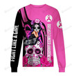 Fight Like A Girl Breast Cancer Awareness Sugar Skull Ugly Christmas Sweater, All Over Print Sweatshirt