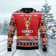I Just Really Like Donkey OK Ugly Christmas Sweater, All Over Print Sweatshirt