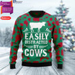 Easily Distracted By Cows Ugly Christmas Sweater, All Over Print Sweatshirt