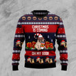 Pug Christmas Is Coming Oh My God Ugly Christmas Sweater, All Over Print Sweatshirt
