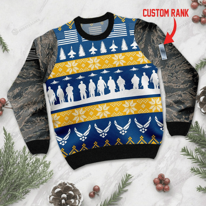 Custom Rank US Air Force Ugly Christmas Sweater