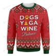 Dogs Yoga Wine Ugly Christmas Sweater