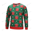 Striped Pattern Icon Green Ugly Christmas Sweater, Striped Pattern Icon Green 3D All Over Printed Sweater