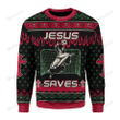 Jesus Saves Football Ugly Christmas Sweater, All Over Print Sweatshirt