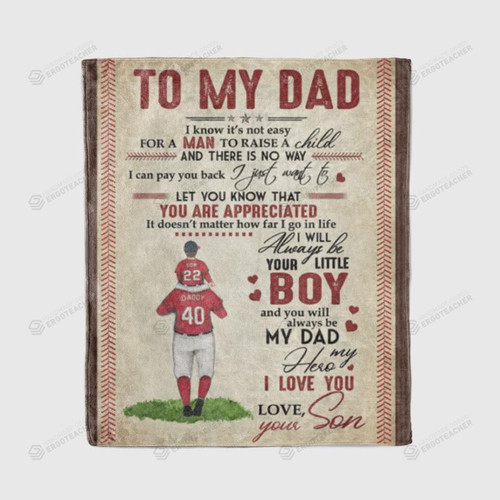 Personalized To My Dad Baseball Fleece Blanket From Son You Are Appreciated Great Customized Gift For Birthday Christmas Thanksgiving Valentine
