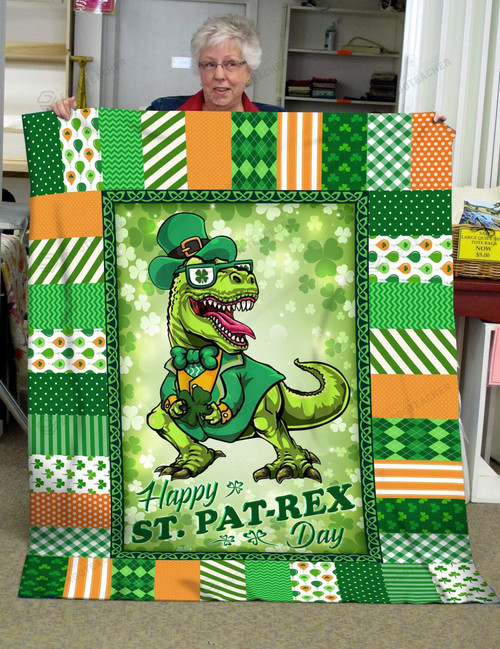 Dinosaur Happy St.Pat-rex Day Fleece Blanket Great Customized Gifts For Birthday Christmas Thanksgiving