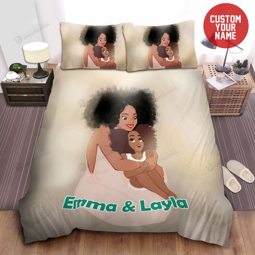Africa American Woman Happy Black Mother And Daughter Black Girl Magic Custom Name Duvet Cover Bedding Set Gift For Mother's Day