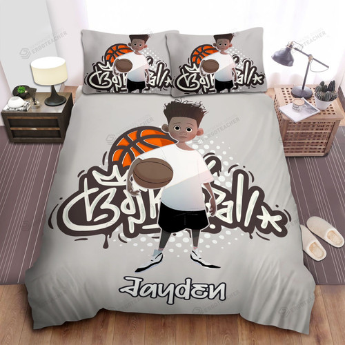 Basketball Graffiti Black Boy Bedding Personalized Custom Name Duvet Cover Bedding Set