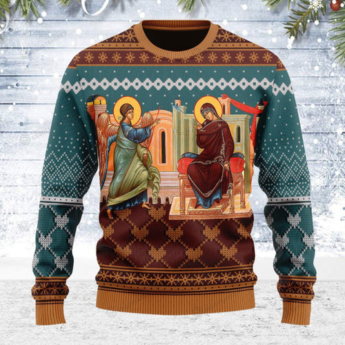 Annunciation Of The Mother Of God For Unisex Ugly Christmas Sweater, All Over Print Sweatshirt