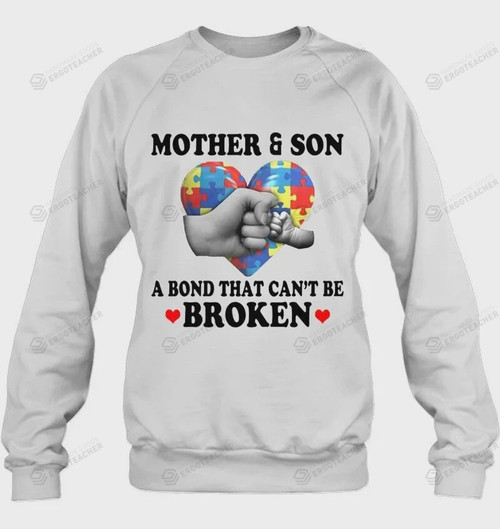 Mother & Son A Bond That Can’t Be Broken Autism Awareness Version Ugly Christmas Sweater, All Over Print Sweatshirt