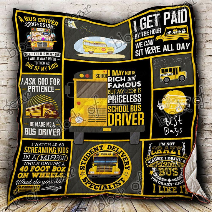 I Asked God For Patience He Made Me A School Bus Driver Quilt Blanket Great Customized Blanket Gifts For Birthday Christmas Thanksgiving