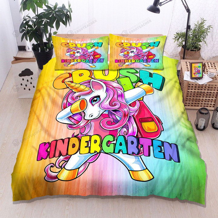 3D Unicorn Back To School Crush Kindergarten  Bed Sheets Spread  Duvet Cover Bedding Sets