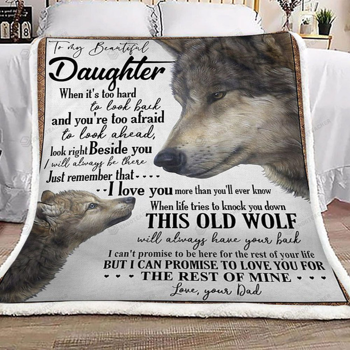 Personalized Wolf I Love You More Than You'll Ever Know To My Daughter From Dad Sherpa Fleece Blanket Great Customized Blanket Gifts For Birthday Christmas Thanksgiving
