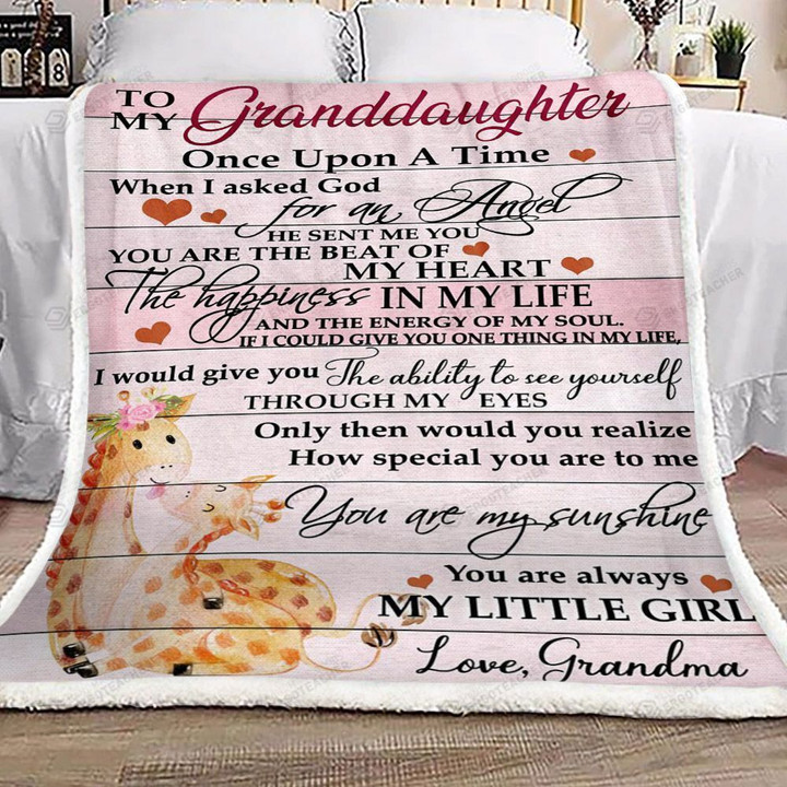 Personalized Giraffe You Are The Beat Of My Heart To My Granddaughter From Grandma Sherpa Fleece Blanket Great Customized Blanket Gifts For Birthday Christmas Thanksgiving Mother’s Day