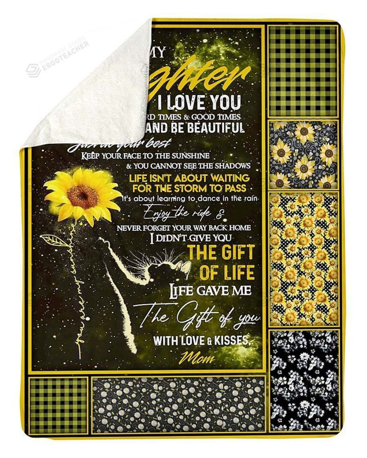 Personalized Cat And Sunflower From Mom To My Daughter Life Gave Me The Gift Of You Sherpa Fleece Blanket Great Customized Gifts For Birthday Christmas Thanksgiving Graduation