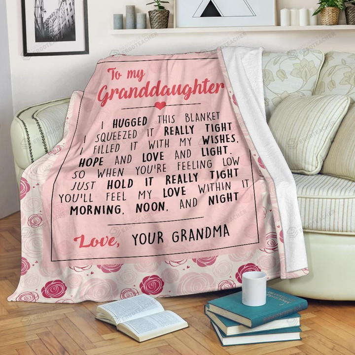 Personalized Roses Just Hold It Really Tight To My Granddaughter From Grandma Sherpa Fleece Blanket Great Customized Blanket Gifts For Birthday Christmas Thanksgiving Mother’s Day