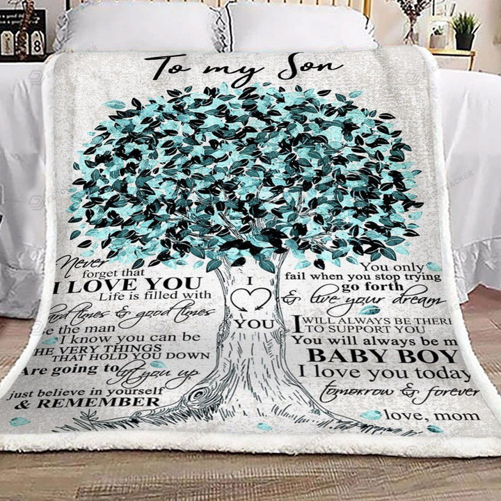Personalized I Love You Today Tree Of Life To My Son From Mom Sherpa Fleece Blanket Great Customized Blanket Gifts For Birthday Christmas Thanksgiving