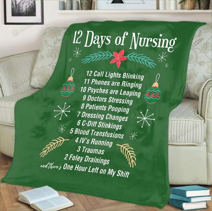 12 Days Of Nursing Fleece Blanket Great Customized Gifts For Birthday Christmas Thanksgiving Perfect Gifts For Nurse