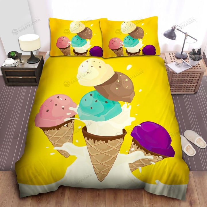 2d Flavors Of Ice Cream Bed Sheets Spread Comforter Duvet Cover Bedding Sets