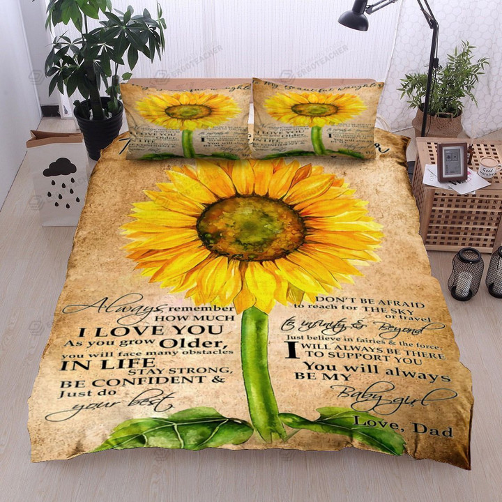 Personalized Sunflower To My Beautiful Daughter I Will Always There To Support You And You Will Always Be My Little Girl Love You  Bed Sheets Spread  Duvet Cover Bedding Sets