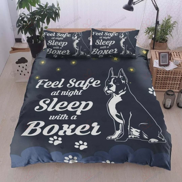 Feel Safe At Night Sleep With A Boxer  Bed Sheets Spread  Duvet Cover Bedding Sets Perfect Gifts For Boxer Dog Lover Gifts For Birthday Christmas Thanksgiving