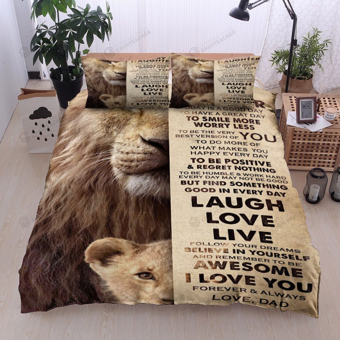 Personalized Lion To Daughter Find Something Is Good Every Day Positive  Bed Sheets Spread  Duvet Cover Bedding Sets