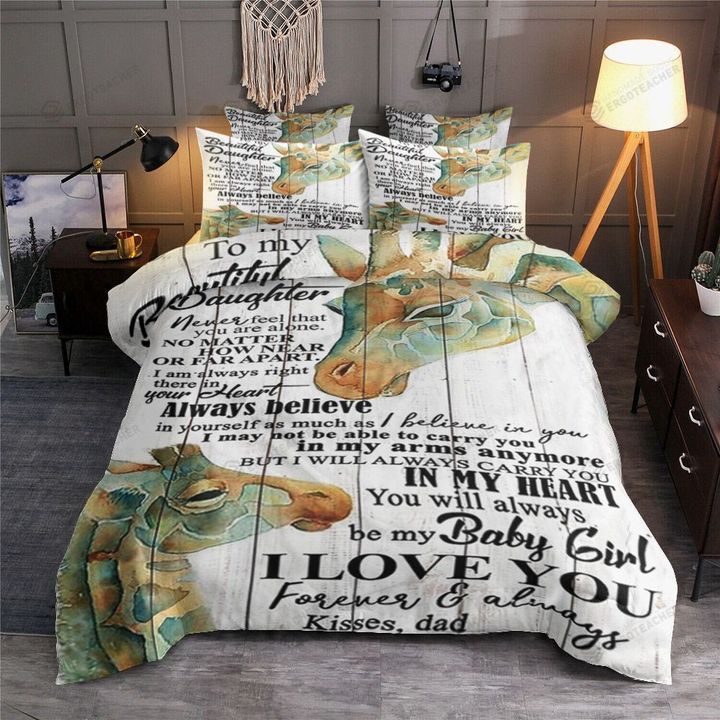 Personalized Giraffe To My Beautiful Daughter I Love You Forever & Always From Dad  Bed Sheets Spread  Duvet Cover Bedding Sets