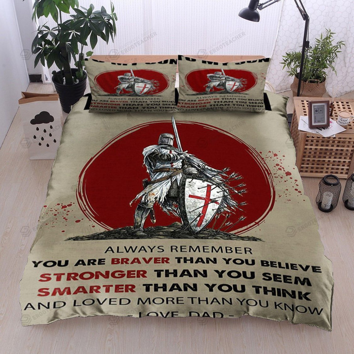 Personalized Combatant To My Son Always Remember You Are Braver Stronger Than You Think  Bed Sheets Spread  Duvet Cover Bedding Sets