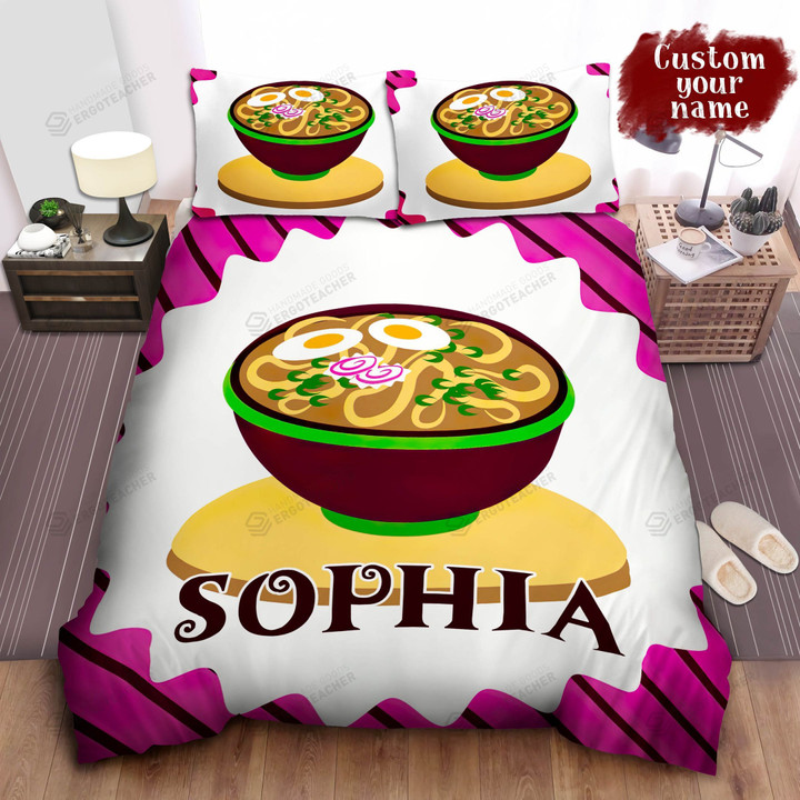 Personalized Bowl Of Ramen Simple Illustration Bed Sheet Spread  Duvet Cover Bedding Sets