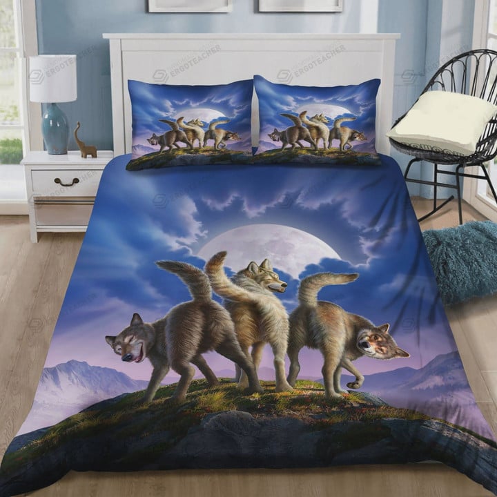 3 Wolves Cotton Bed Sheets Spread Comforter Duvet Cover Bedding Sets