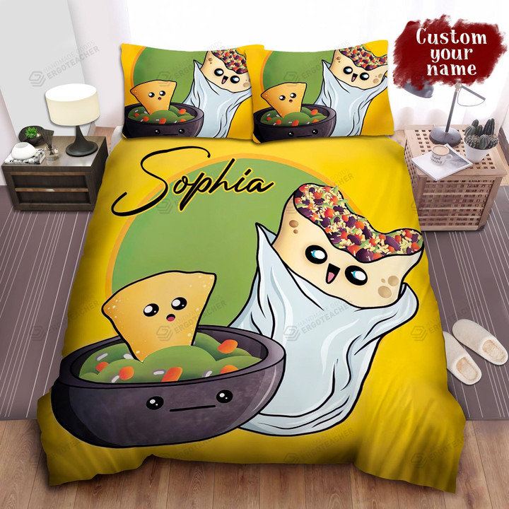 Personalized Happy Burrito & Quesadilla Cartoon Characters Bed Sheet Spread  Duvet Cover Bedding Sets