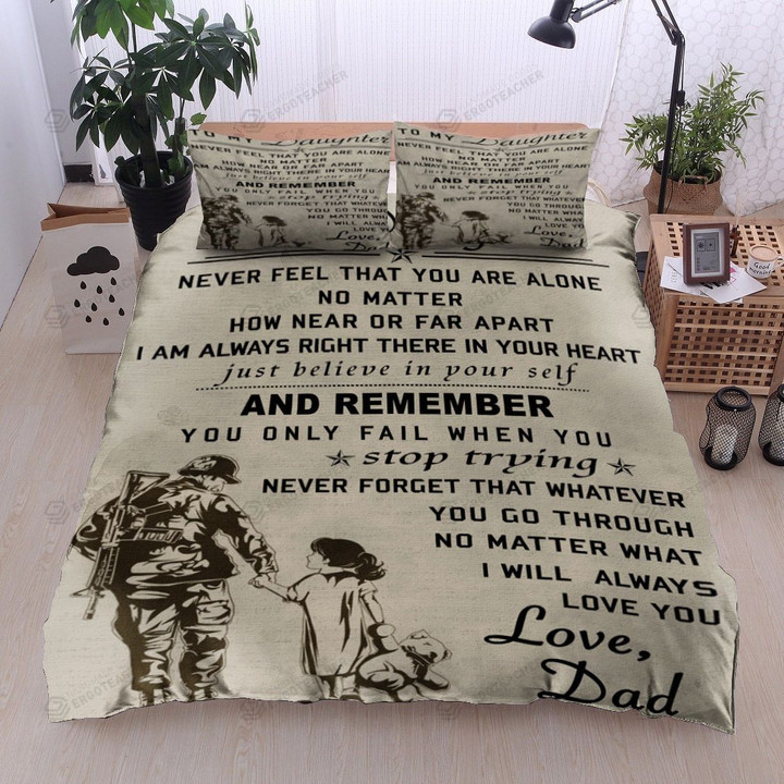 Personalized Soldier Dad To Daughter I Am Always Right There In Your Heart  Bed Sheets Spread  Duvet Cover Bedding Sets
