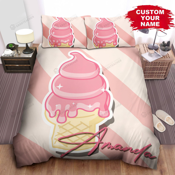Personalized Pink Ice Cream Sticker Bed Sheets Spread  Duvet Cover Bedding Sets