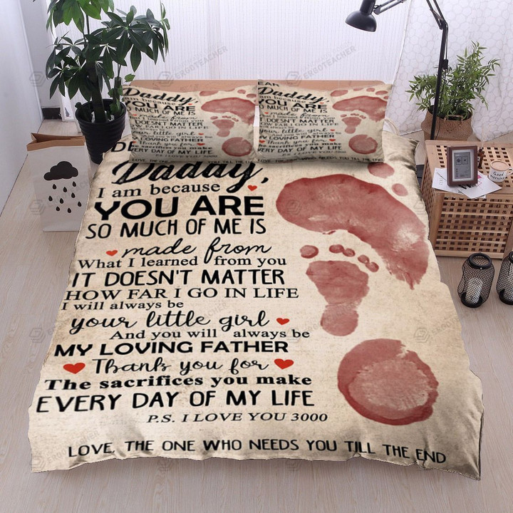 Personalized Footprint To My Daddy I Love You 3000 From Daughter  Bed Sheets Spread  Duvet Cover Bedding Sets